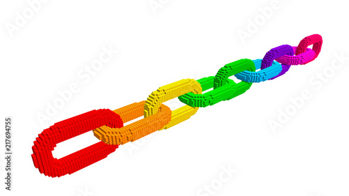 Abstract voxel chain. Block...