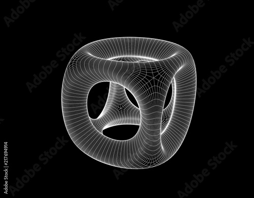 Abstract cube with holes. Vector wireframe illustration