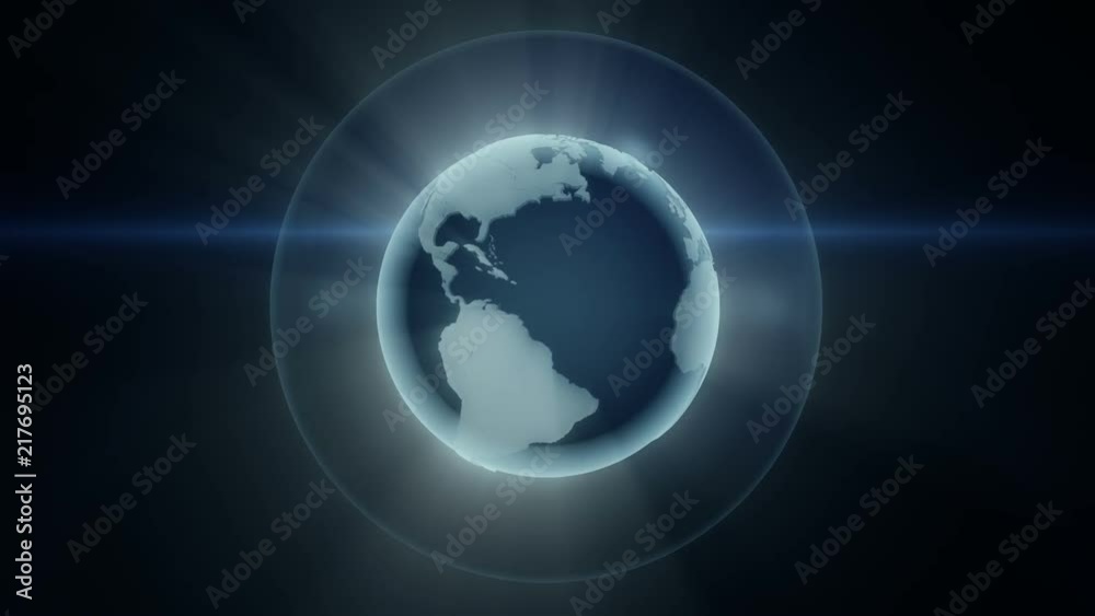 3d world globe with glowing light. Seamless loop 3d world globe with glowing light. Seamless loop