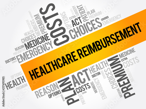 Healthcare Reimbursement word cloud collage, health concept background