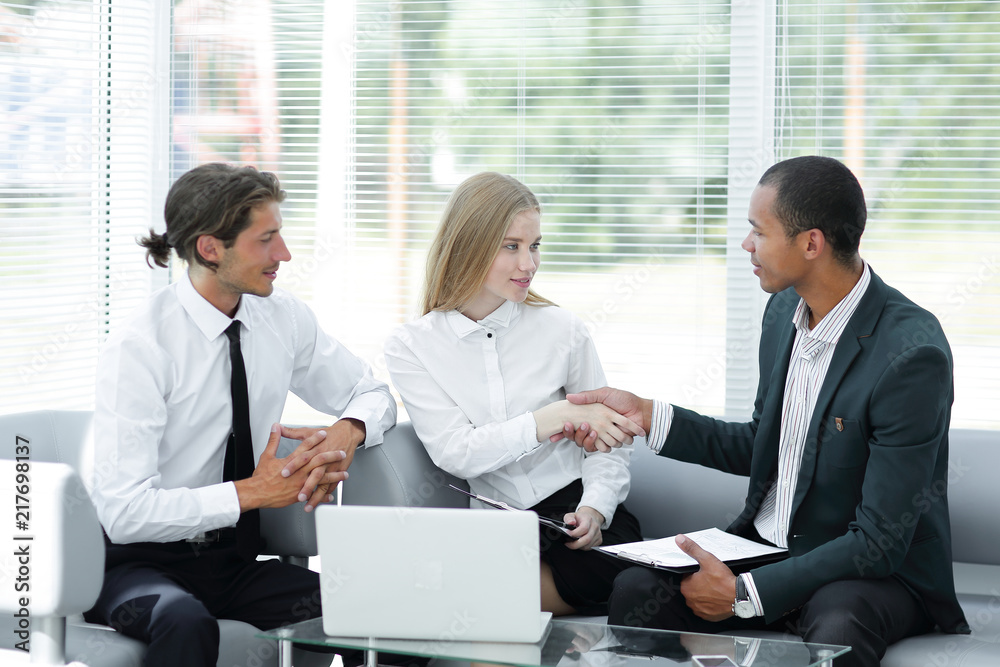 welcome handshake Manager and the client.photo with copy space. welcome handshake Manager and the client.photo with copy space.