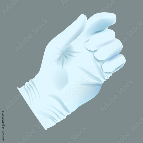Vector Realistic human hand with medical glove holding position.