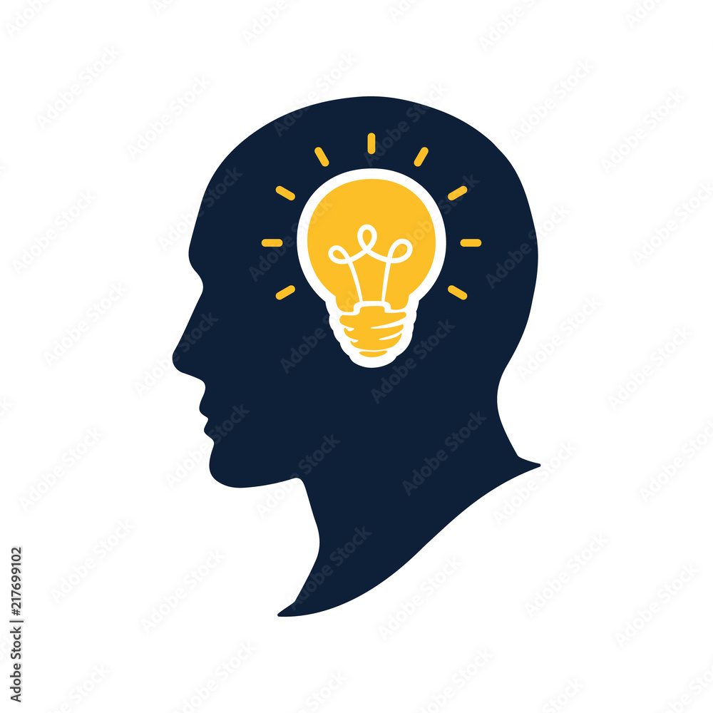 Silhouette human head with bulb vector illustation. Creative thinking and imagination concept. Big idea. Silhouette human head with bulb vector illustation. Creative thinking and imagination concept. Big idea.