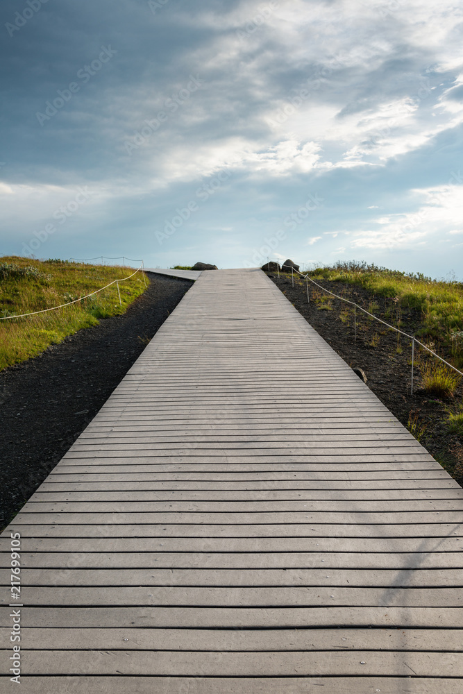 Wooden path in Iceland