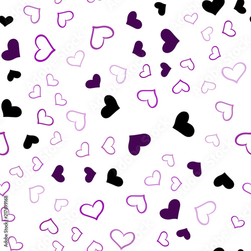 Dark Purple vector seamless cover with Shining hearts.