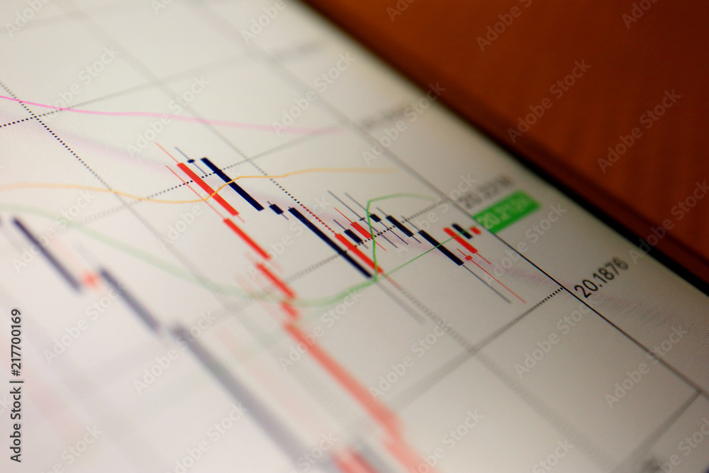 Close up the Forex Chart display at Smartphone Close up the Forex Chart display at Smartphone