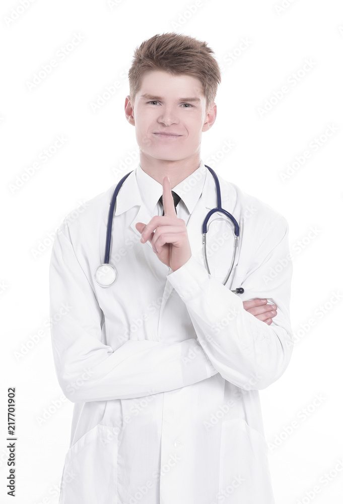 therapist showing up at copy space.isolated on a white background therapist showing up at copy space.isolated on a white background