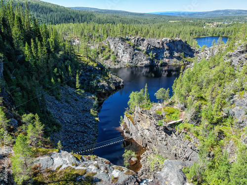 Brudesloret - aerial view over Norwegian adventure park in wild scenery photo