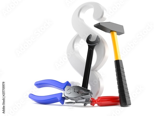 Paragraph symbol with work tools photo