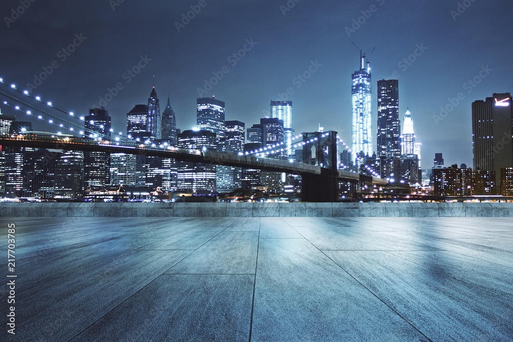 Rooftop with night city background Stock Photo | Adobe Stock