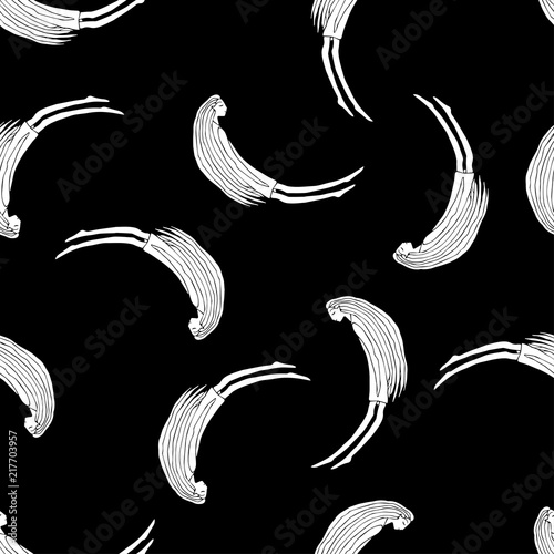 Sketch ghost soul path girls on black background. Seamless vector pattern for craft, textile, fabric, wrapping