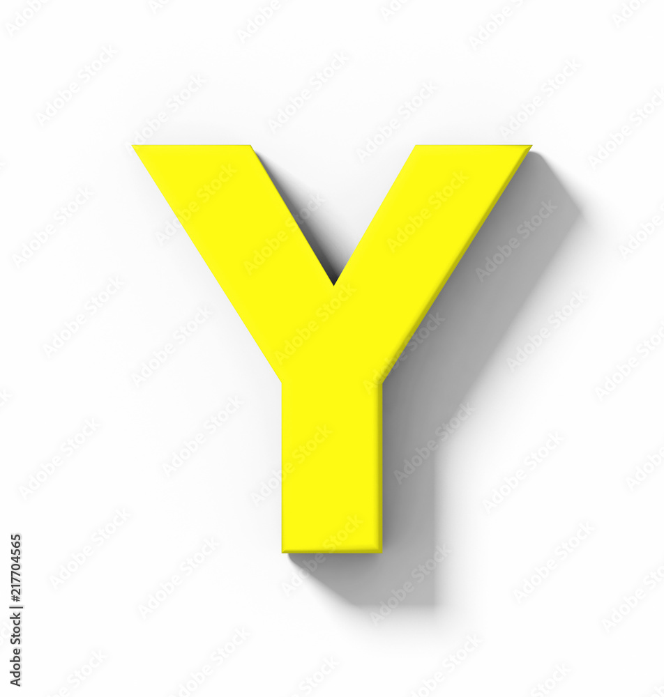 letter Y 3D yellow isolated on white with shadow - orthogonal projection letter Y 3D yellow isolated on white with shadow - orthogonal projection