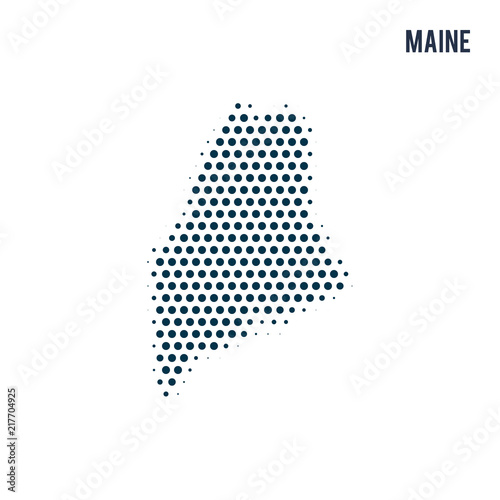 Dotted Maine map isolated on white background.