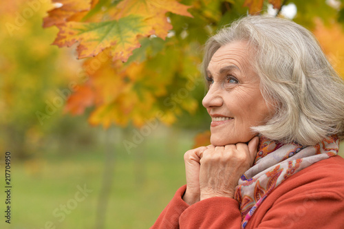 Portrait of beautiful senior woman  in park