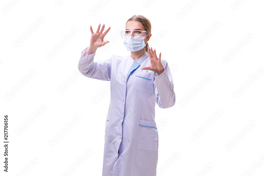 Young woman doctor isolated on white background Young woman doctor isolated on white background