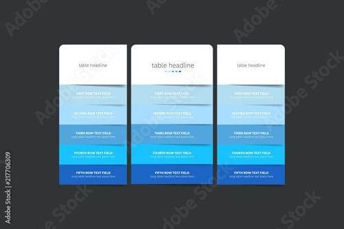 Pricing table design template for business. Vector.