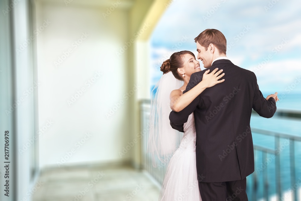 Happy just married young couple dancing Happy just married young couple dancing