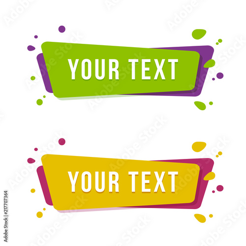 Flat linear promotion ribbon banner. Set of the stickers for a text. Vector illustration.