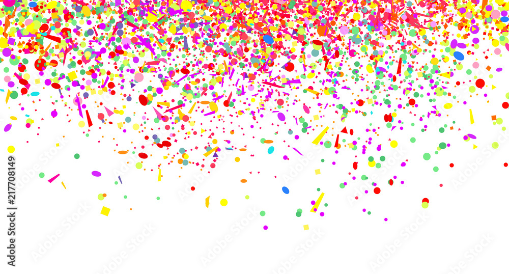 Confetti isolation on white. Luxury texture. Bright festive background with multicolored glitters. Pattern for design