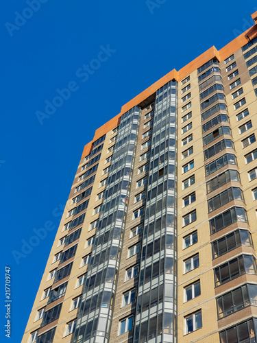 Multistory building. Apartments in the house. Facade.