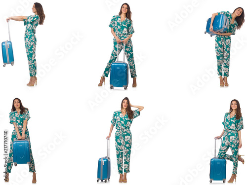 Woman with suitacases preparing for summer vacation © Elnur