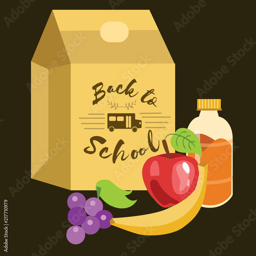 School lunch time poster Paper dinner food box
