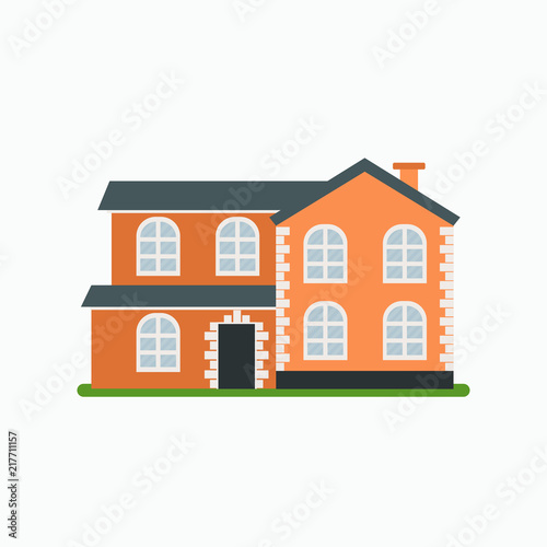 House in flat style isolated on white background. Vector illustration.