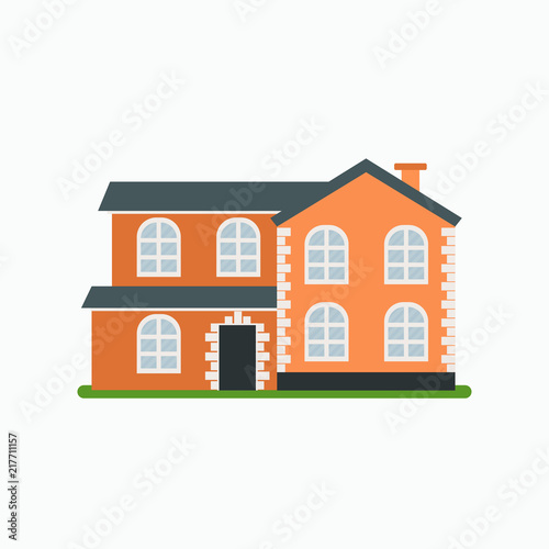 House  in flat style isolated on white background. Vector illustration.