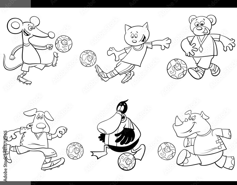 animal soccer players cartoon characters