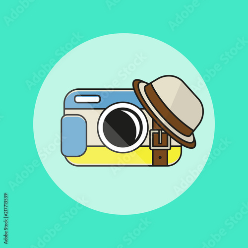 Camera icon in flat style. Photo travel concept.
