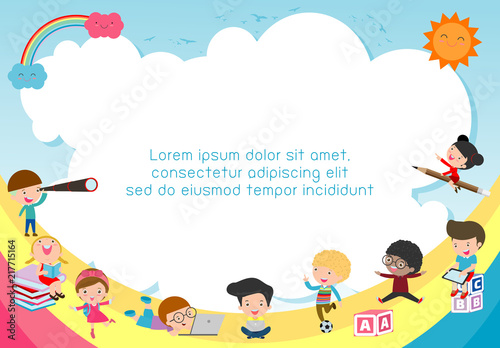 back to school, kids school, education concept, child and books, Template for advertising brochure, your text ,Vector Illustration
