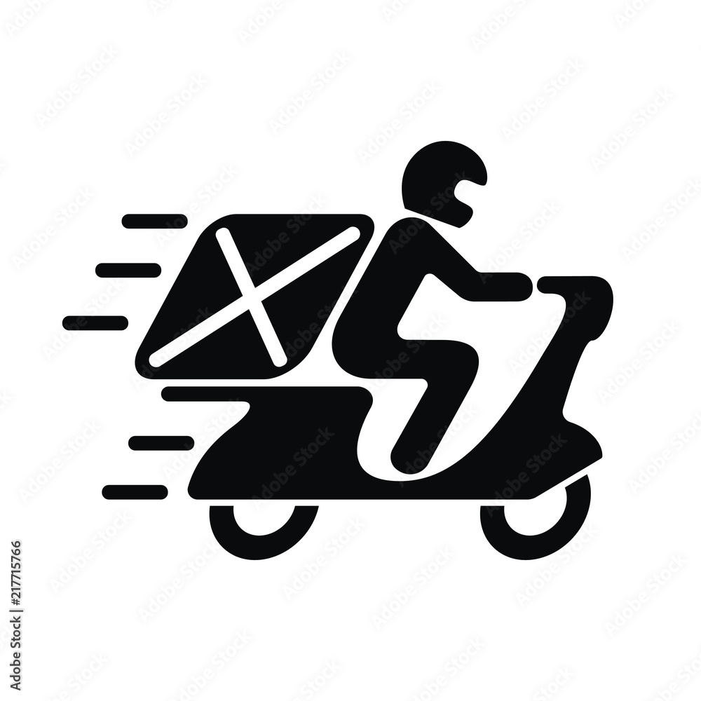 Delivery icon. Fast shipping symbol. Man on motorcycle sign isolated on  white background. Pictogram flat design. Vector illustration Stock Vector |  Adobe Stock