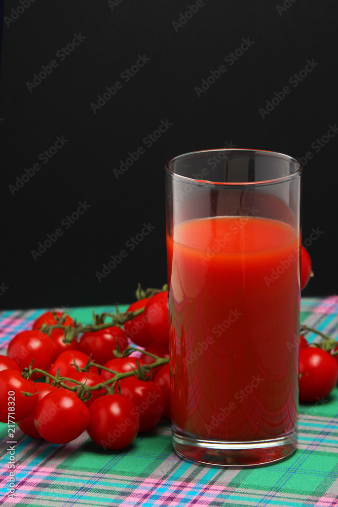 Tomato juice and cherry tomatoes Tomato juice and cherry tomatoes