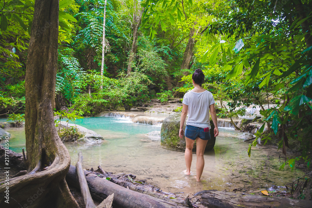 hipster woman travelling at jungle nature backgrounds park garden yard outdoors hipster woman travelling at jungle nature backgrounds park garden yard outdoors