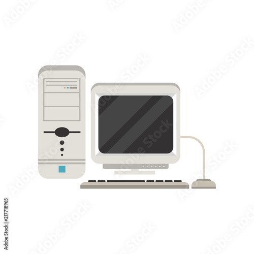 Retro personal computer vector Illustration on a white background