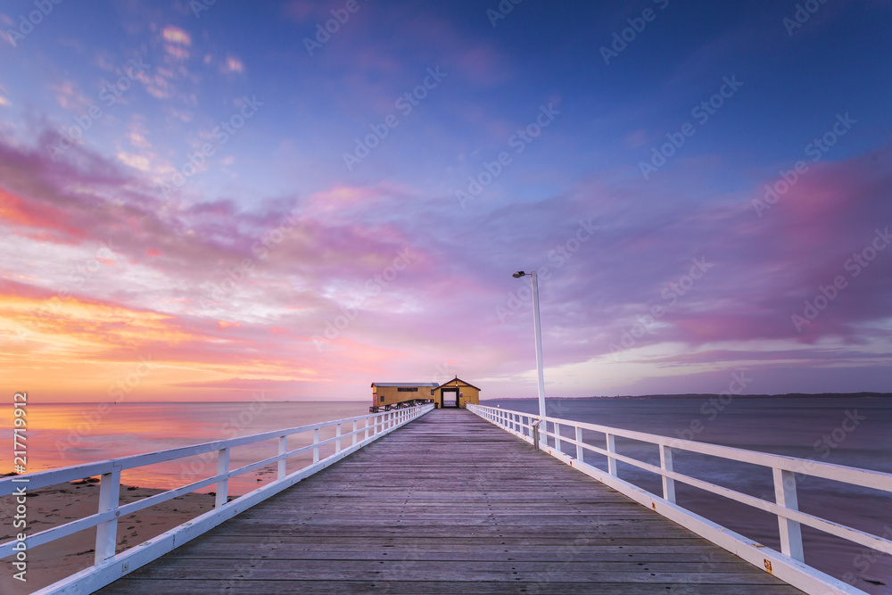 Beautiful Sunrise At Queenscliff Pier, Victoria, Australia. 