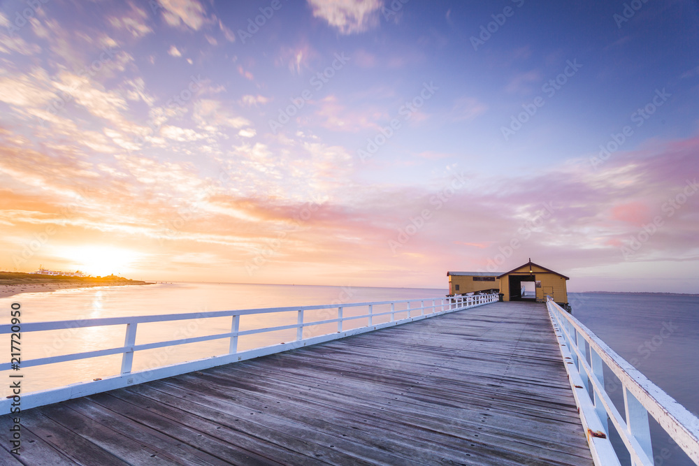 Beautiful Sunrise At Queenscliff Pier, Victoria, Australia. 