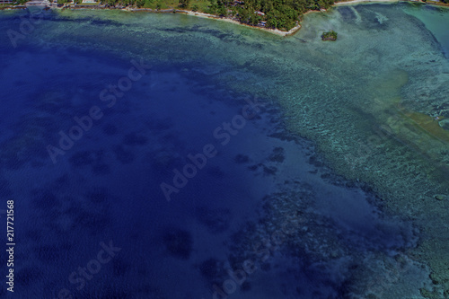 Flying over a tropical reef.