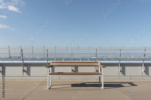 empty deck on deck with blue sky background