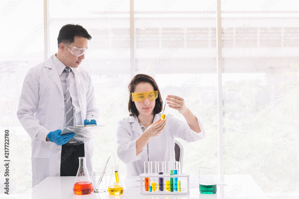 Medical researchers analyzed results are reading a new trial.Scientific concept. Medical researchers analyzed results are reading a new trial.Scientific concept.