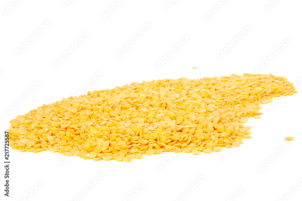 Lot of whole raw red lentils isolated on white background Lot of whole raw red lentils isolated on white background