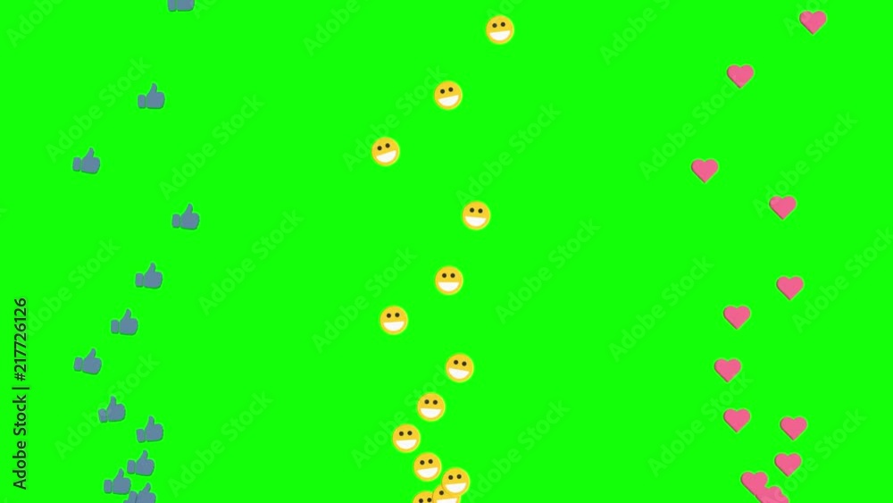 
Social media emoticon flying on a green screen
