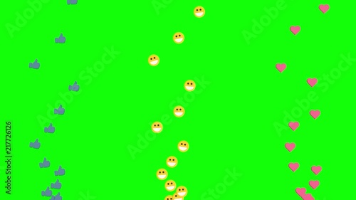 
Social media emoticon flying on a green screen
