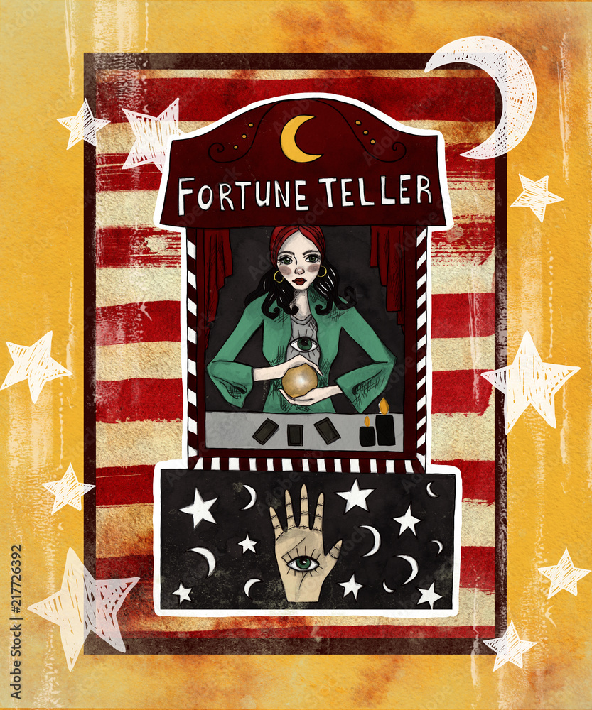 Fortune teller. Circus vintage poster Stock Illustration Adobe Stock