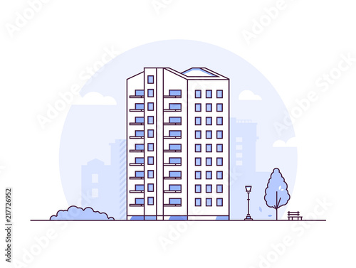 Cityscape - modern thin line design style vector illustration