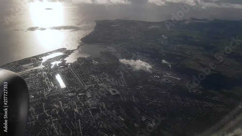 Aerial View Of Cardiff, Wales from a Passenger Jet Taken on a Sunny Day photo