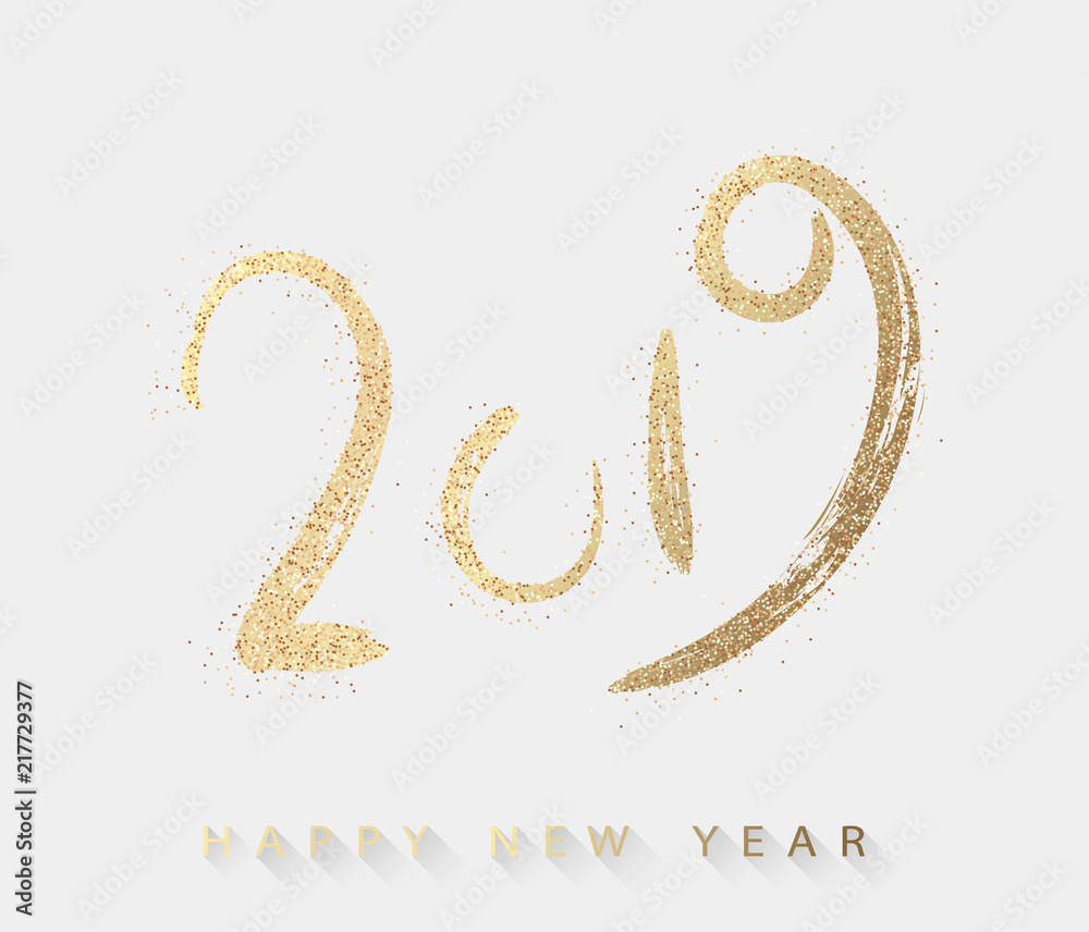 Obraz Gold Happy 2019 new year card.