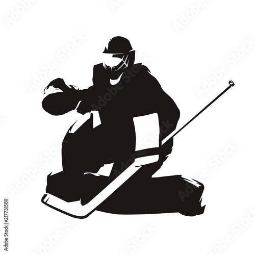 Ice hockey goalie, abstract vector silhouette, winter team sport. Active people