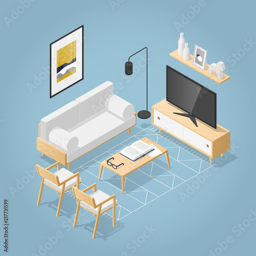 Isometric Living Room Illustration