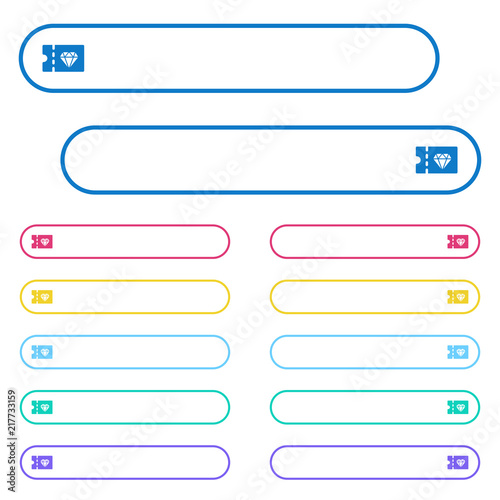 Jewelry store discount coupon icons in rounded color menu buttons